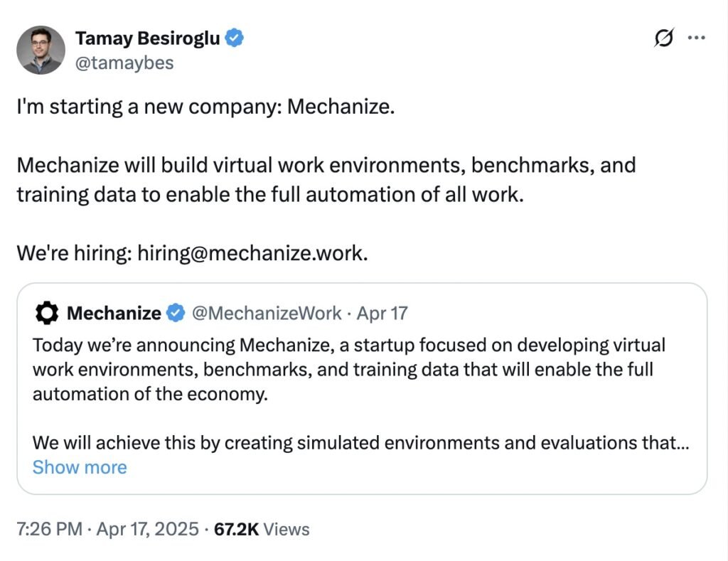Mechanize startup