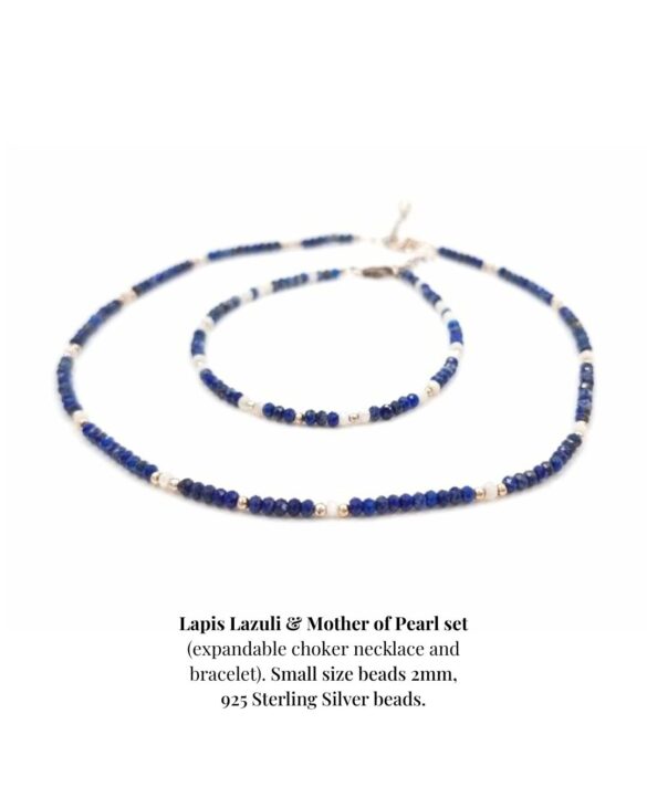 Personalized handmade jewellery - Lapiz Lazuli set (choker and bracelet)
